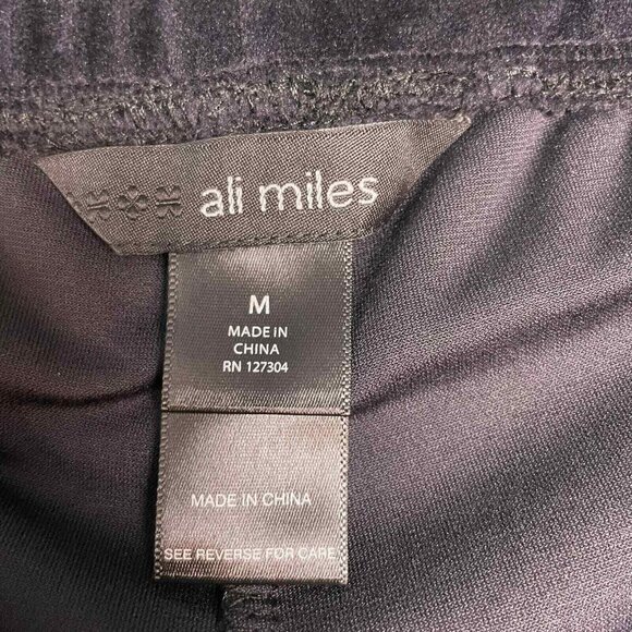 Ali Miles Velvet Pants Womens Medium Black Pull On Straight Leg Elastic Waist - Picture 9 of 11